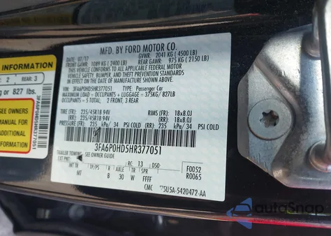 2017 Ford Fusion Se z USA, uszkodzony, nr VIN 3FA6P0HD5HR377051